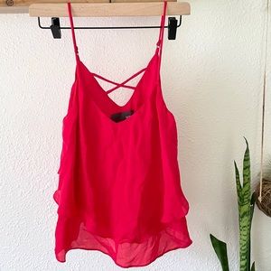Myne cherry red silk camisole top